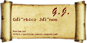 Görbicz János névjegykártya
