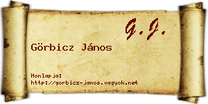 Görbicz János névjegykártya